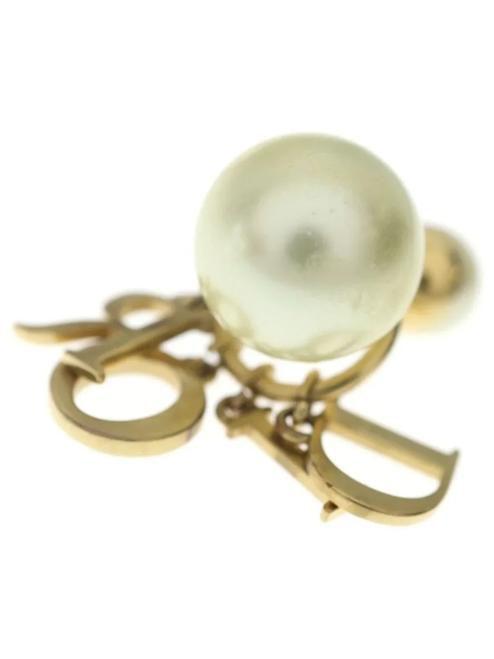 Dior Tribales Earrings Logo Pearl Rhinestone Gold